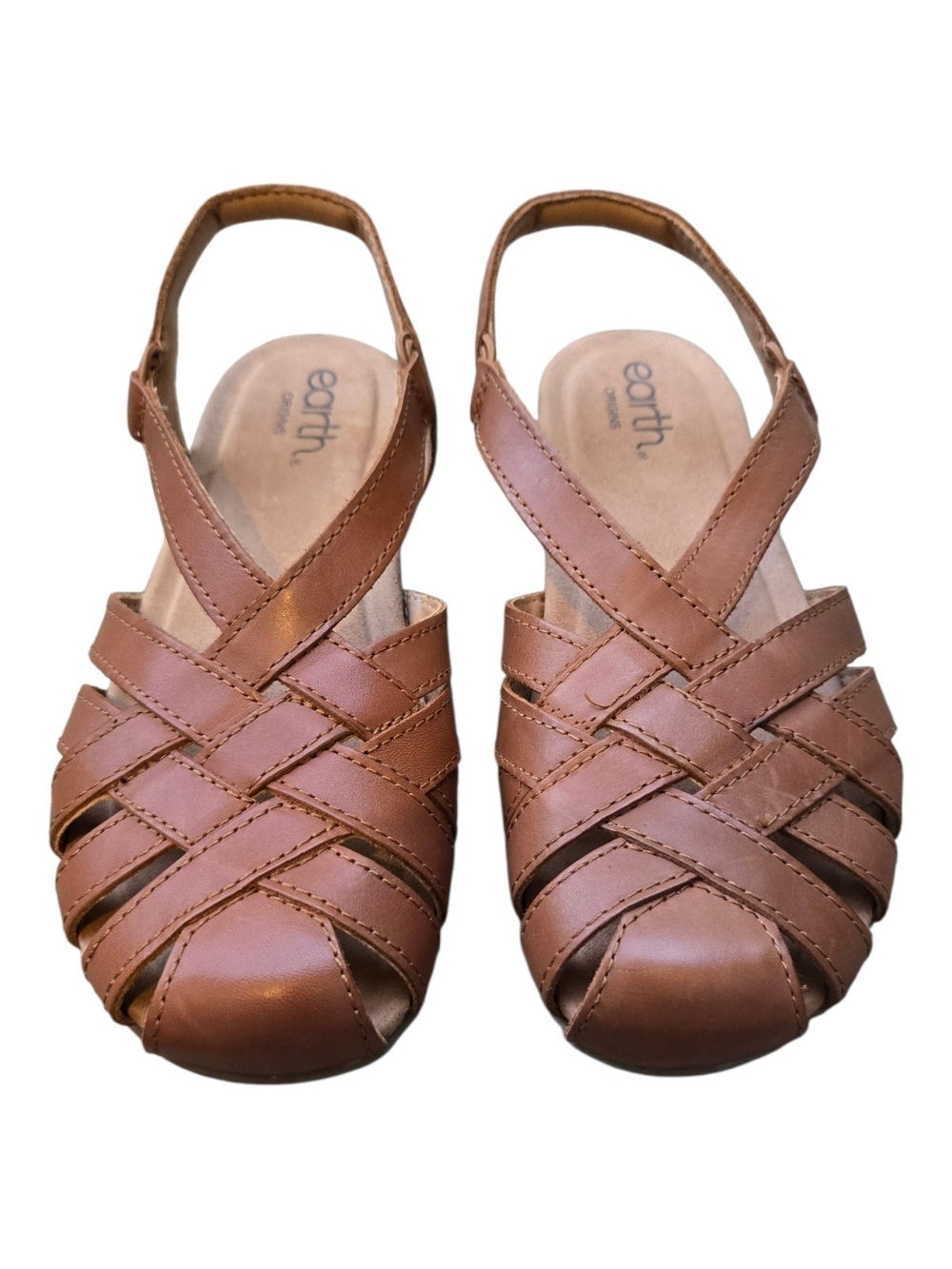 Earth Origins Brown Woven Slingback Sandals Sz 7.5W